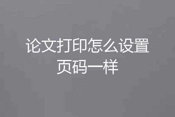 论文打印怎么设置页码一样