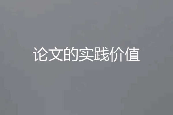 论文的实践价值