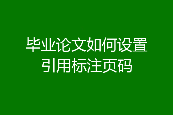 毕业论文如何设置引用标注页码