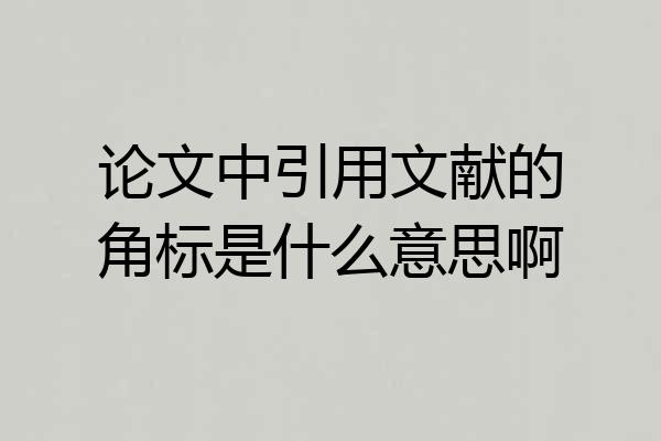 论文中引用文献的角标是什么意思啊
