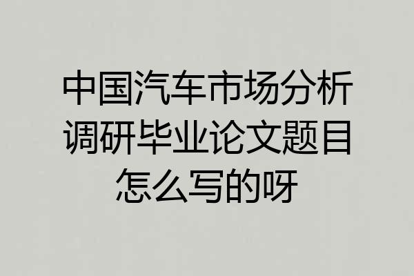 中国汽车市场分析调研毕业论文题目怎么写的呀
