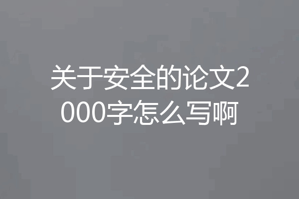 关于安全的论文2000字怎么写啊