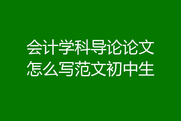 会计学科导论论文怎么写范文初中生