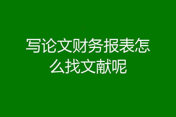 写论文财务报表怎么找文献呢