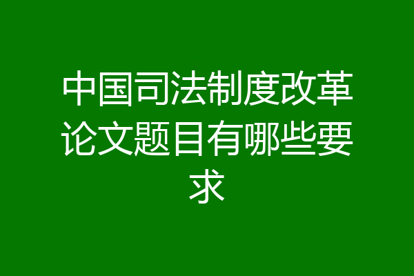 中国司法制度改革论文题目有哪些要求