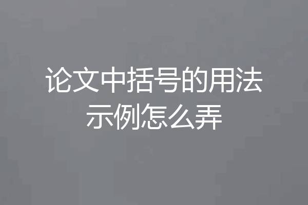 论文中括号的用法示例怎么弄