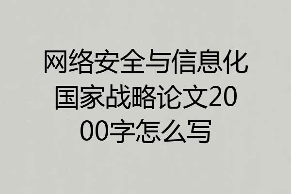网络安全与信息化国家战略论文2000字怎么写