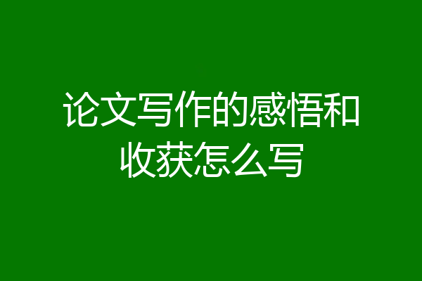 论文写作的感悟和收获怎么写