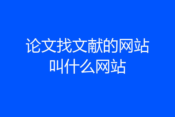 论文找文献的网站叫什么网站