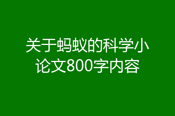 关于蚂蚁的科学小论文800字内容