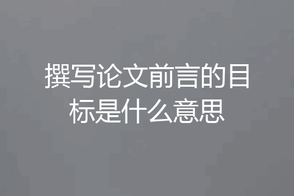 撰写论文前言的目标是什么意思