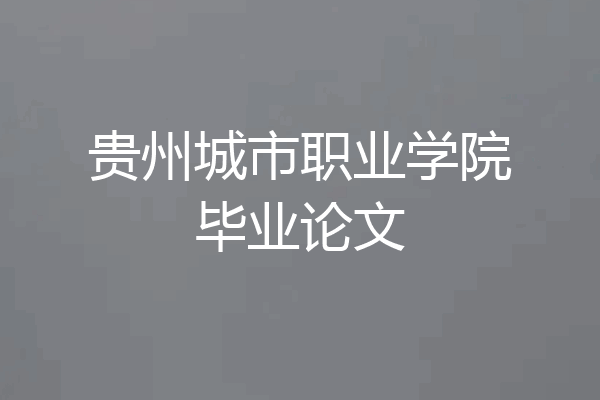 贵州城市职业学院毕业论文