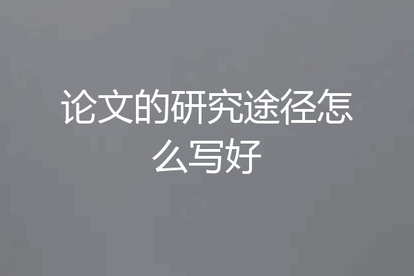 论文的研究途径怎么写好