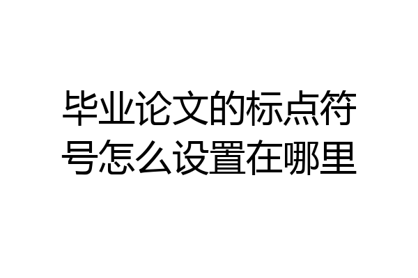 毕业论文的标点符号怎么设置在哪里