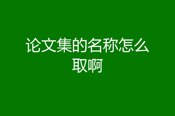 论文集的名称怎么取啊