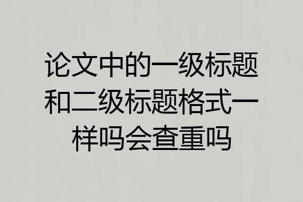 论文中的一级标题和二级标题格式一样吗会查重吗