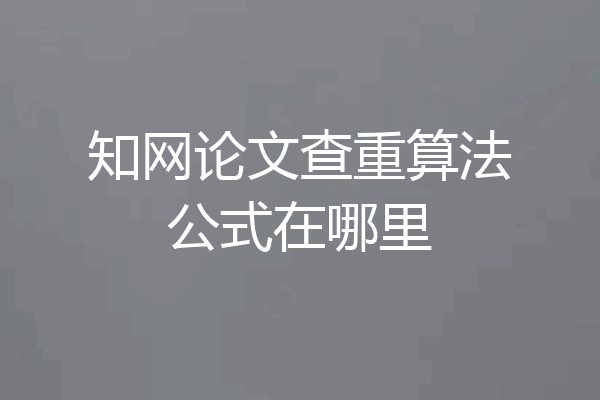 知网论文查重算法公式在哪里