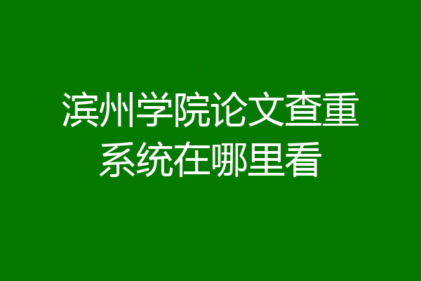滨州学院论文查重系统在哪里看