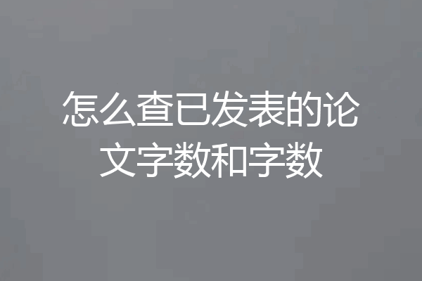 怎么查已发表的论文字数和字数