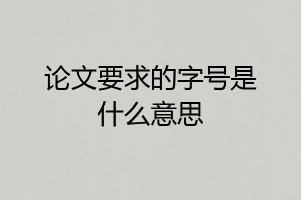 论文要求的字号是什么意思