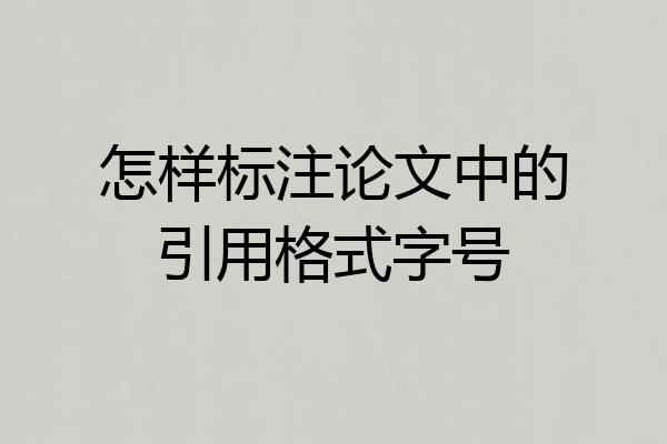 怎样标注论文中的引用格式字号