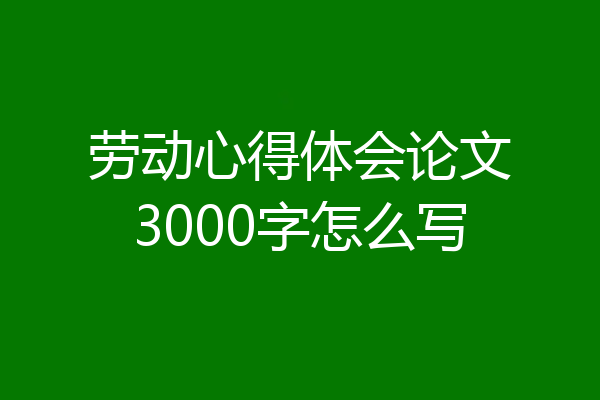 劳动心得体会论文3000字怎么写
