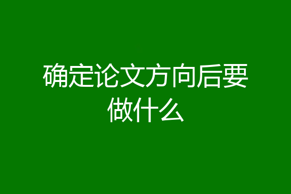 确定论文方向后要做什么