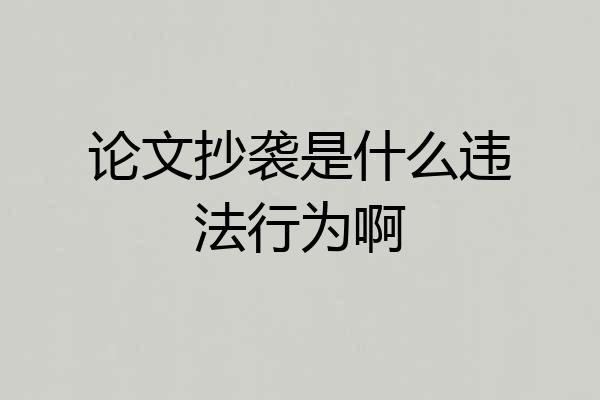 论文抄袭是什么违法行为啊