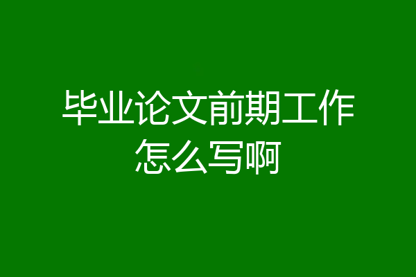 毕业论文前期工作怎么写啊
