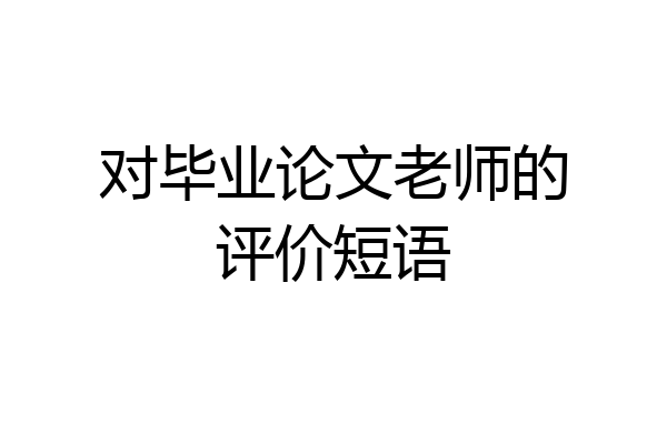 对毕业论文老师的评价短语