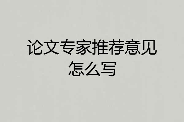 论文专家推荐意见怎么写