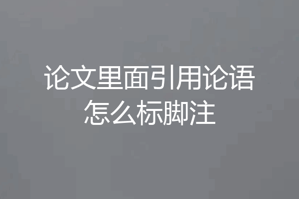 论文里面引用论语怎么标脚注