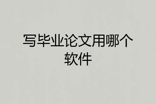 写毕业论文用哪个软件