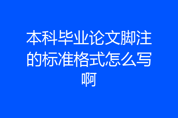本科毕业论文脚注的标准格式怎么写啊