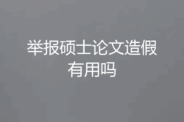 举报硕士论文造假有用吗