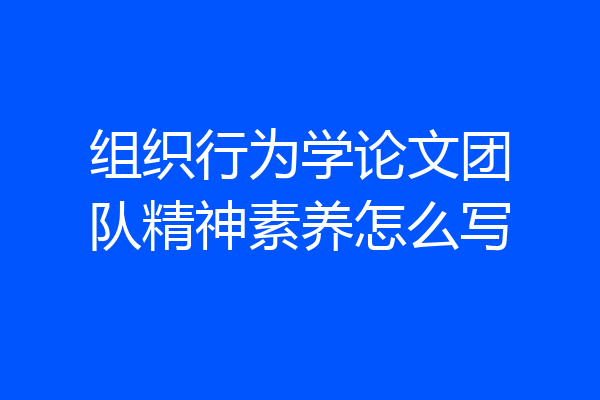 组织行为学论文团队精神素养怎么写