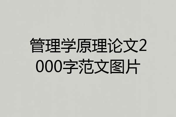 管理学原理论文2000字范文图片