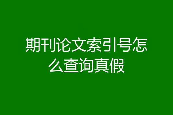 期刊论文索引号怎么查询真假