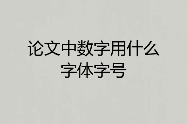 论文中数字用什么字体字号
