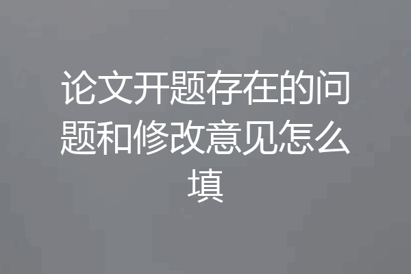 论文开题存在的问题和修改意见怎么填