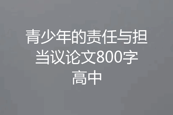 青少年的责任与担当议论文800字高中