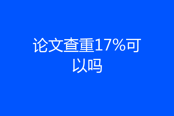 论文查重17%可以吗