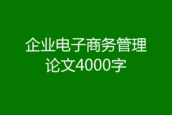 企业电子商务管理论文4000字