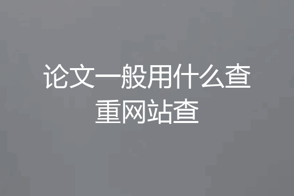 论文一般用什么查重网站查