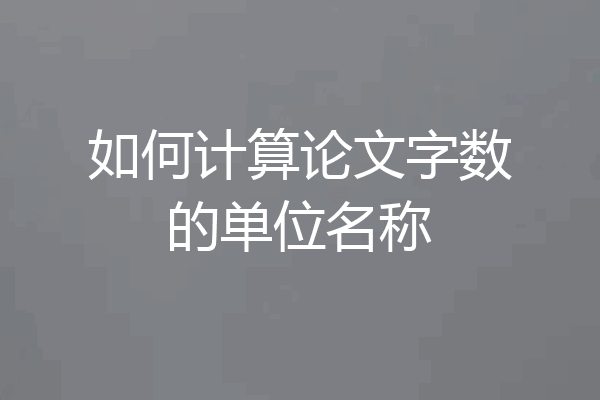 如何计算论文字数的单位名称