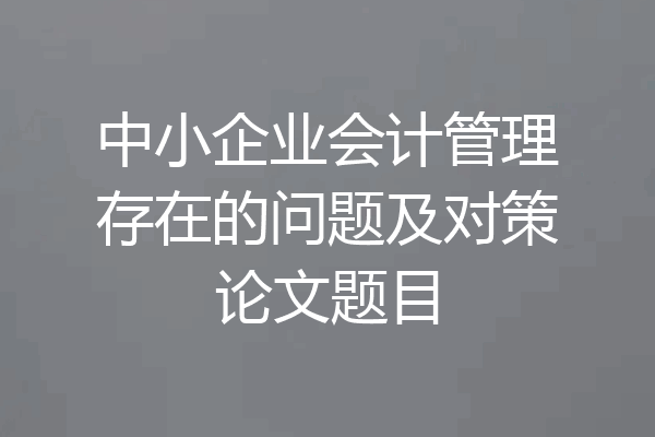 中小企业会计管理存在的问题及对策论文题目