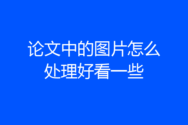 论文中的图片怎么处理好看一些