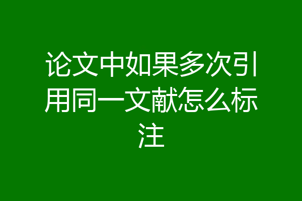 论文中如果多次引用同一文献怎么标注