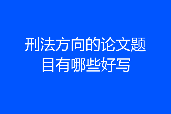 刑法方向的论文题目有哪些好写