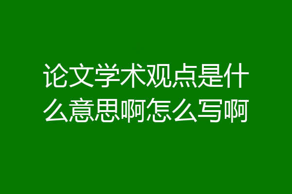 论文学术观点是什么意思啊怎么写啊